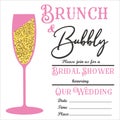 Brunch and bubbly invitation, bridal shower icon, vector